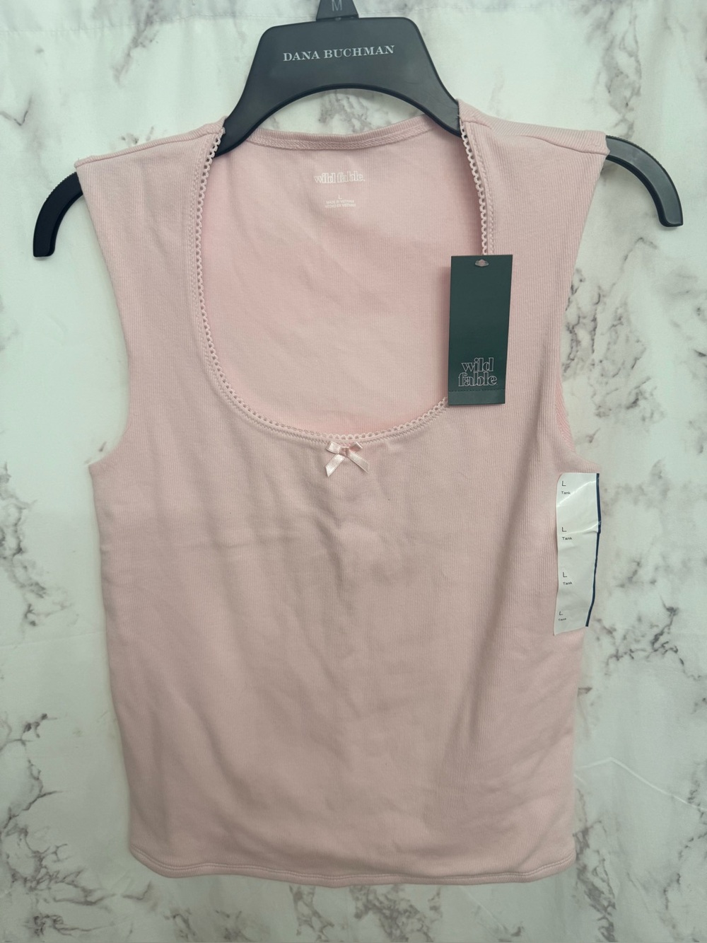 wild fable Light Pink Scoop Neck Lace-Trim Tank